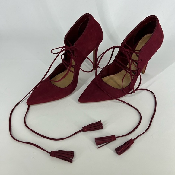 Schutz Red Wine Suede Heel Size  9 - Picture 3 of 7
